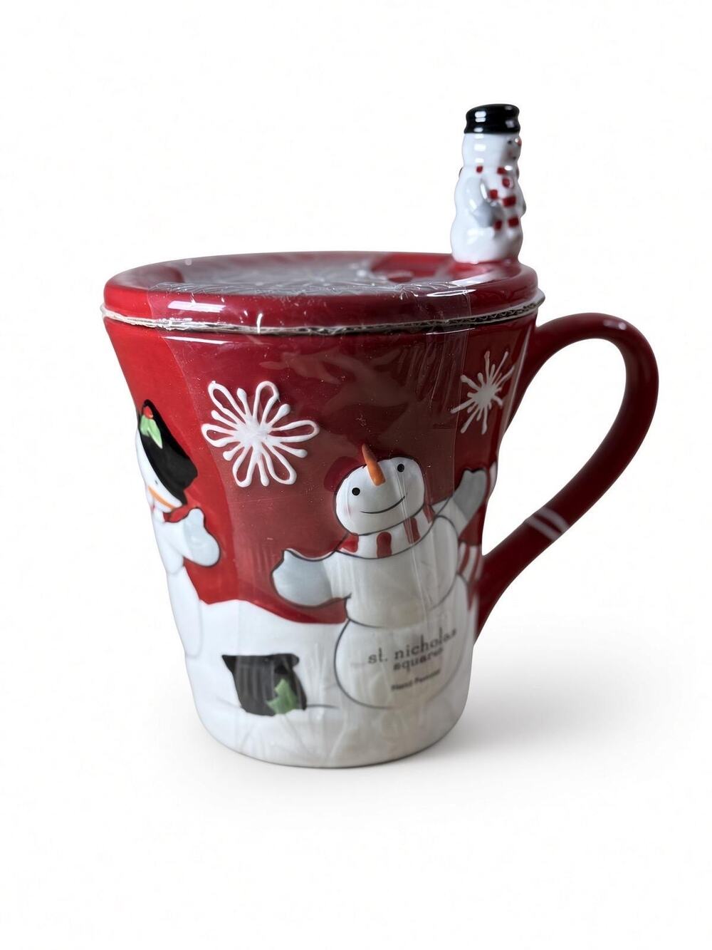 St Nicholas Square Lidded Coaster Mug Snowman